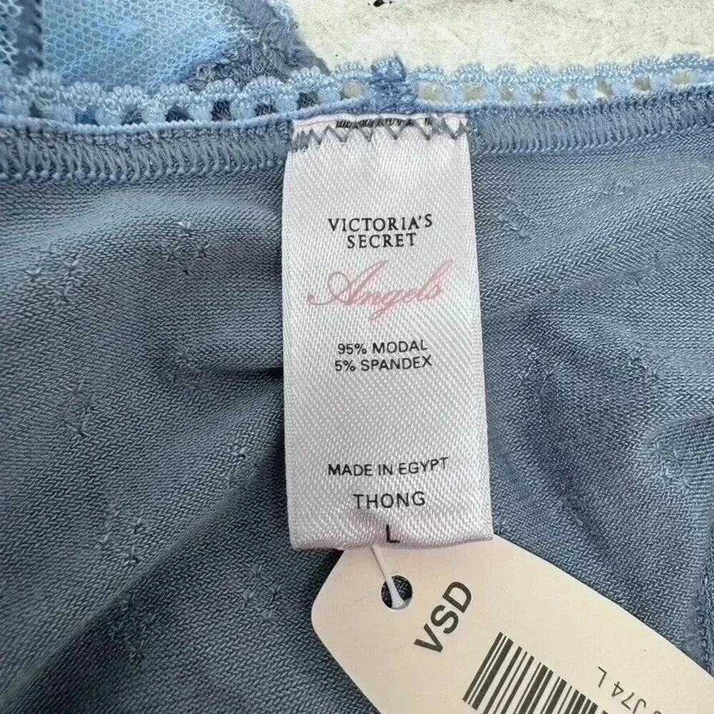 NWT VICTORIA'S SECRET DREAM ANGELS size Large Blue thong panties undies